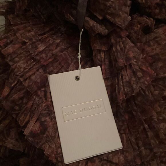 Mac Duggal 8042 Brown Ruffle Floral Maxi Dress Gown - Picture 14 of 15